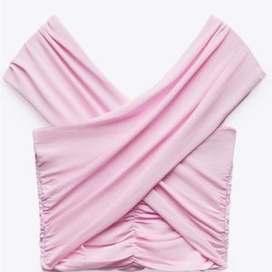 Small Zara bubble gum pink multi style wrap top
